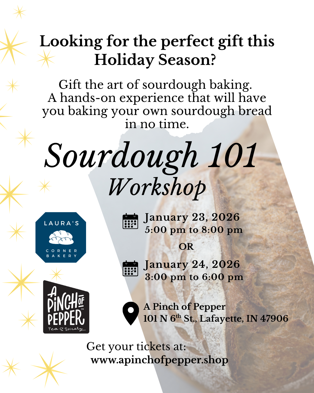Sourdough 101 with Laura! January 23rd OR January 24th