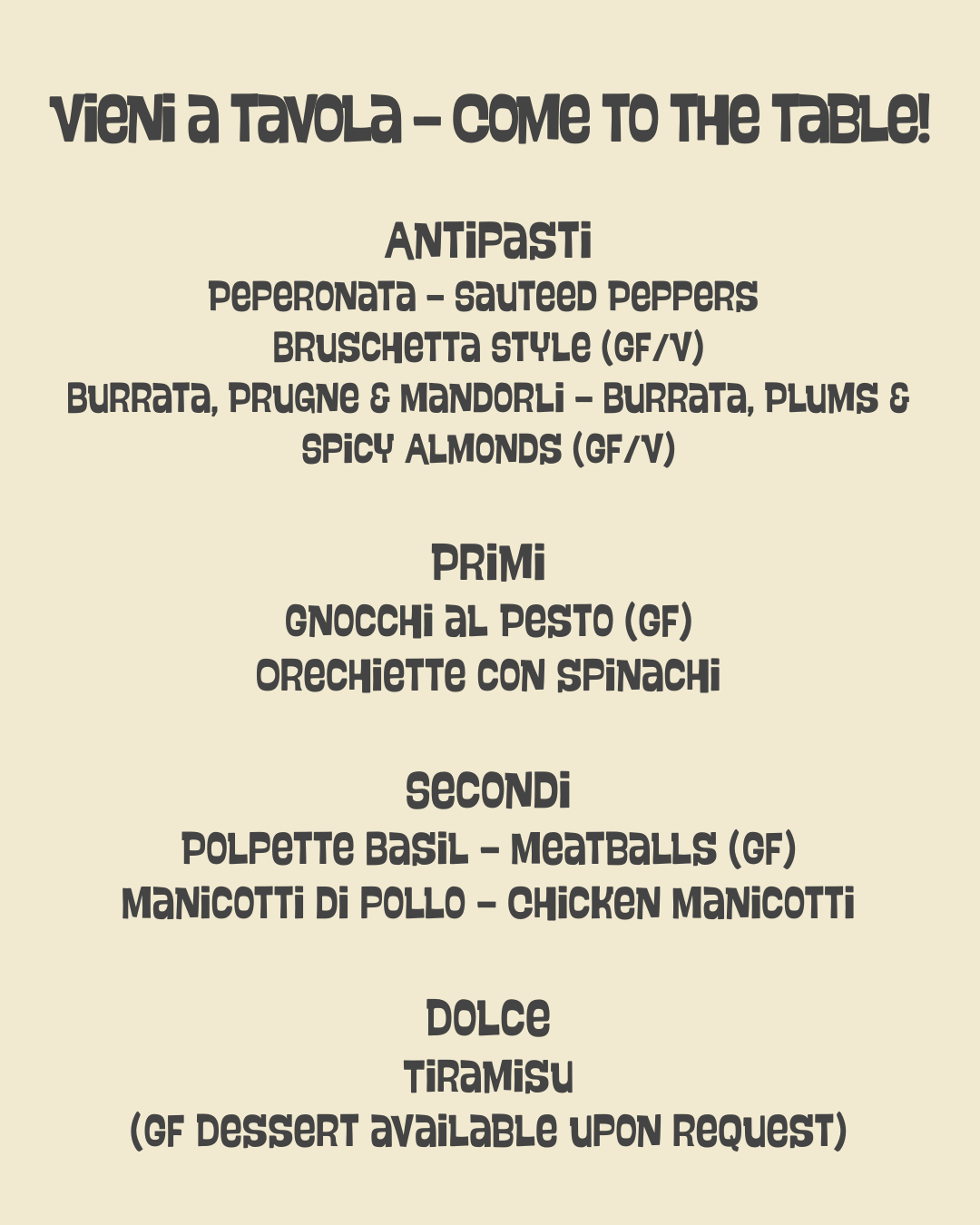 Supper Club! Vieni a tavola!