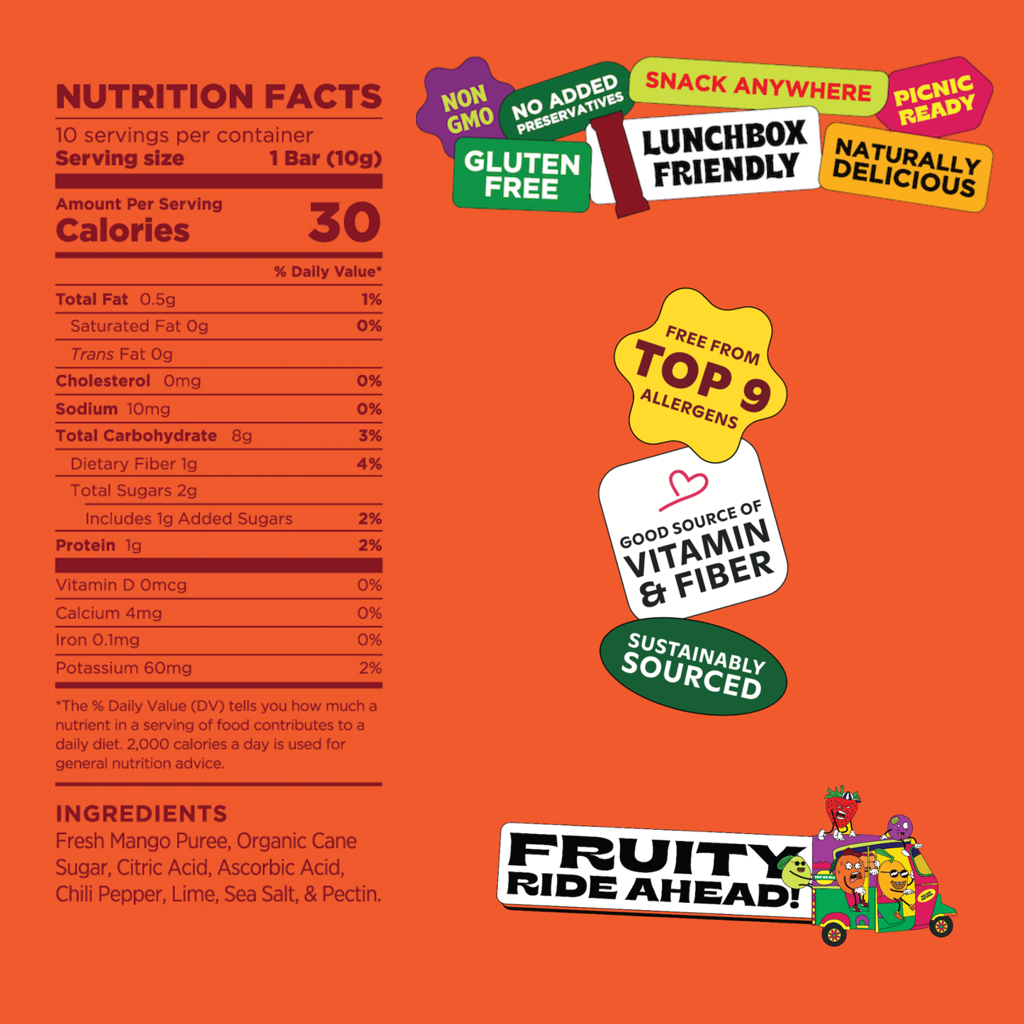 Masala Mango  - Natural Fruit Snacks - Dried Fruit Bars