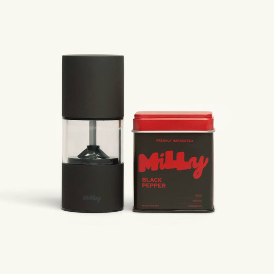 Milly Pepper Starter Set — Fresh Pepper & Ceramic Mill: BLACK