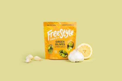 Lemon Garlic Green Olives--Resealable Package