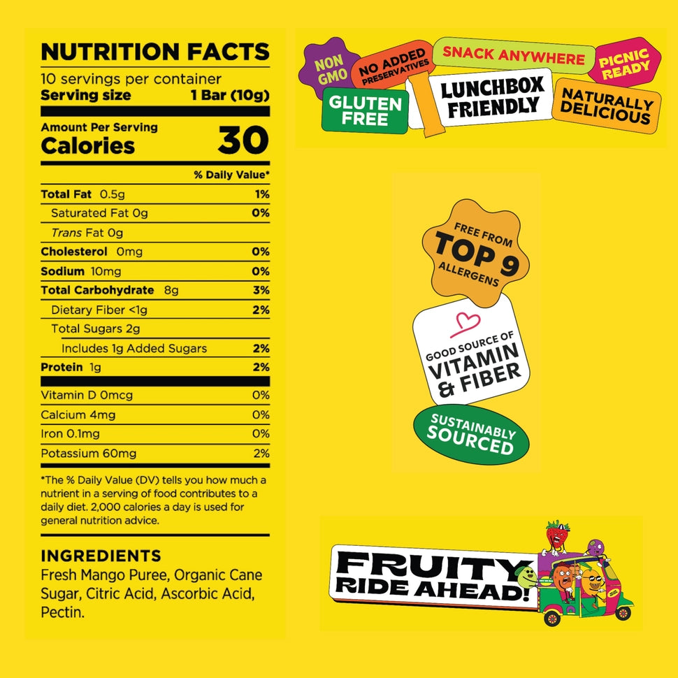 Mmm Mango - Natural Fruit Snacks - Dried Fruit Bar