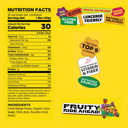 Mmm Mango - Natural Fruit Snacks - Dried Fruit Bar