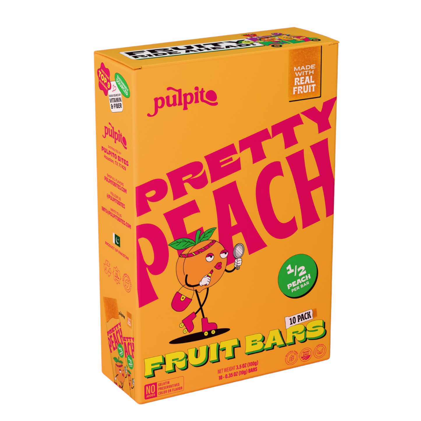 Pretty Peach  - Natural Fruit Snacks - Dried Fruit Bars