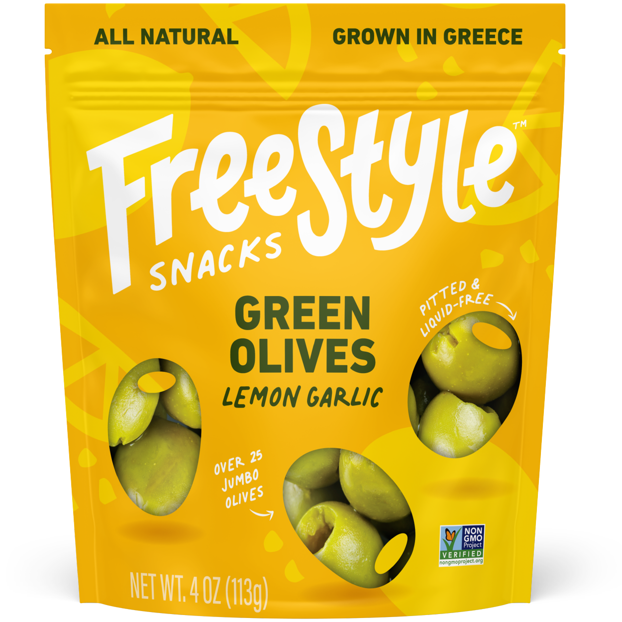 Lemon Garlic Green Olives--Resealable Package