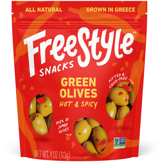 Hot & Spicy Green Olives--Resealable Pack