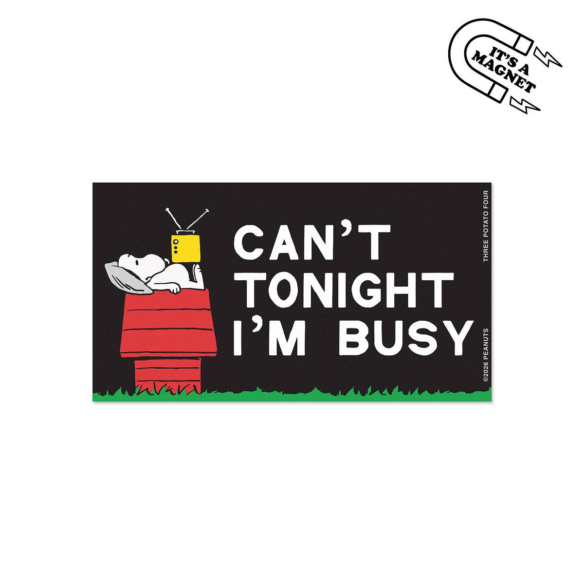 3P4 x Peanuts® - Snoopy Can't I'm Busy Bumper Magnet