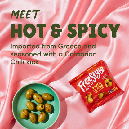 Hot & Spicy Green Olives--Snack Pack