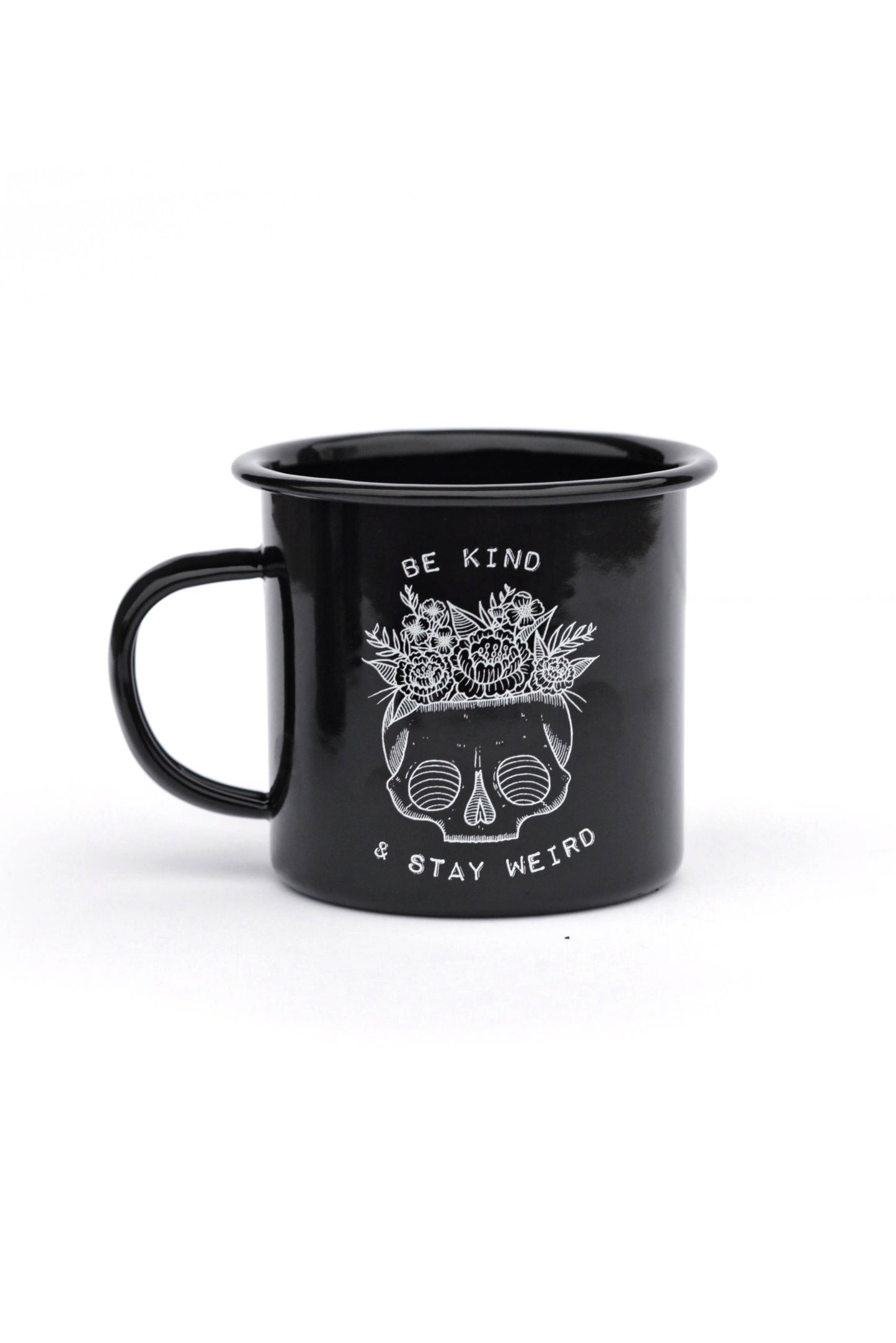 Be Kind & Stay Weird Mug, enamel campfire mug